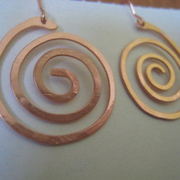 Handmade Pure Copper Earrings - Picture 2 of 2